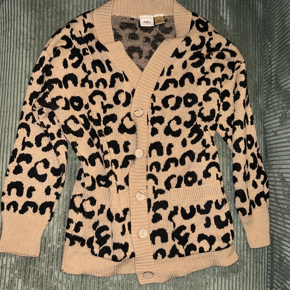 Daytrip Tan and Black Animal Print Cardigan